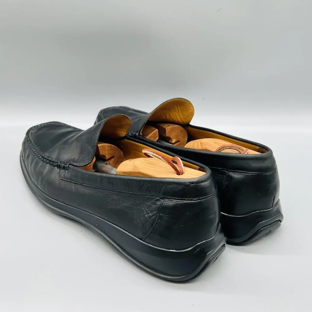 Cole Haan Shoes Men 11 Black Leather Vtg Air Moc Slip On Loafers 90s Y2k